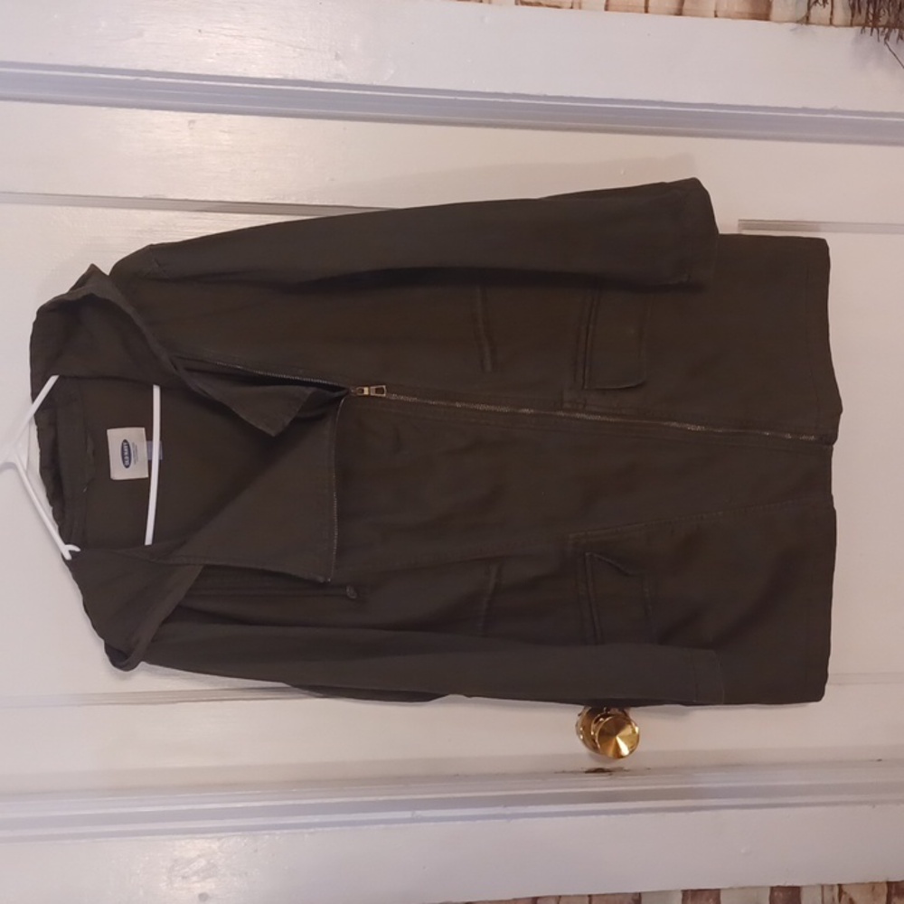 Old Navy Dark Olive Utility Jacket Hooded Jacket Size Large